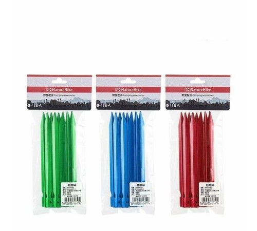 Колышки Naturehike NH17D026-D  алюминиевый Vобразный (8 шт.)Красный, 6927595723364