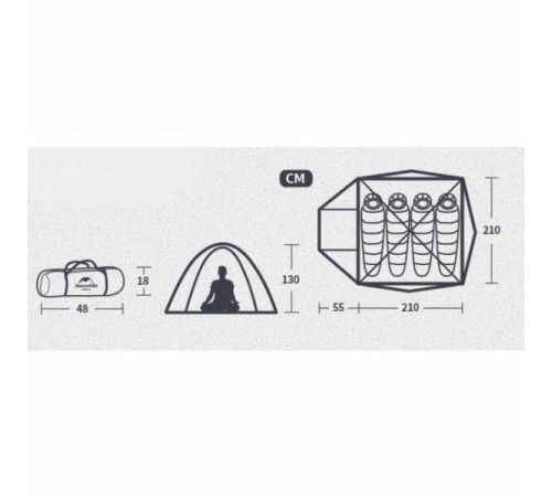Палатка Naturehike 210T65D  NH18Z033-P трехместная голубой, 6927595729632
