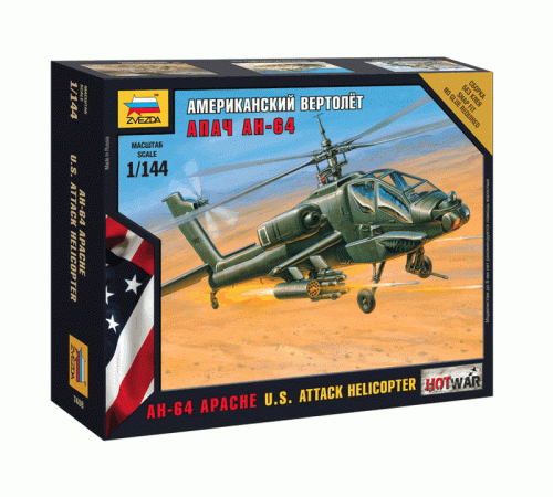 Сборная модель ZVEZDA Американский вертолёт Апач, 1/144