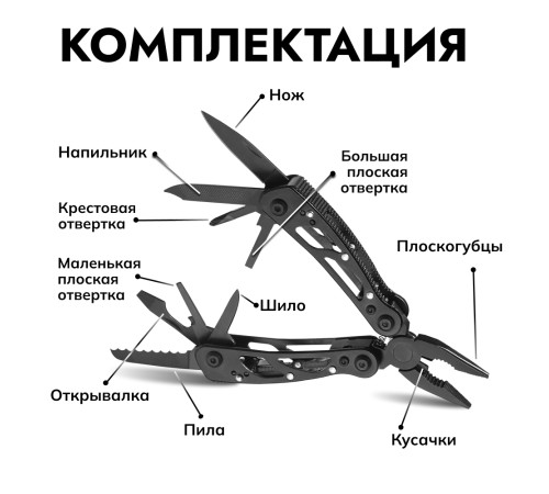 Мультитул Ganzo G104S-B (10 в 1) черный мини