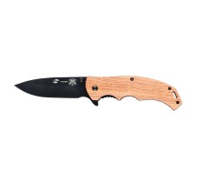 Нож складной Stinger, 120 мм, (чёрный), материал рукояти: дерево/сталь (коричневый)