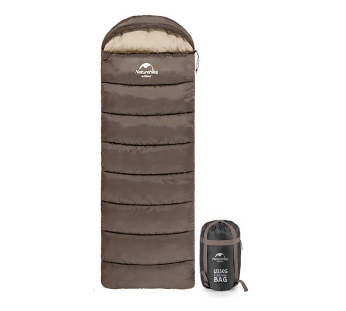 Спальный мешок Naturehike U Series Двойной хлопок осень-зима Brown U350 молния слева, 6927595767221BL