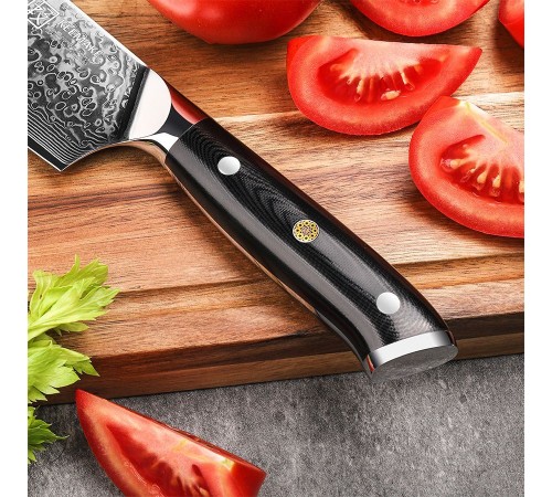 Нож из дамасской стали для овощей Keemake 7 Inch Nakiri Knife, черный