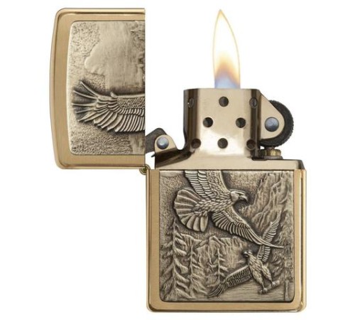 Зажигалка ZIPPO Eagles, с покрытием Brushed Brass, латунь/сталь, золотистая, матовая, 38x13x57 мм