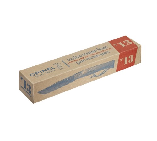 Нож Opinel №13, нержавеющая сталь, рукоять из бука, кожаный темляк, картонная коробка, 122136