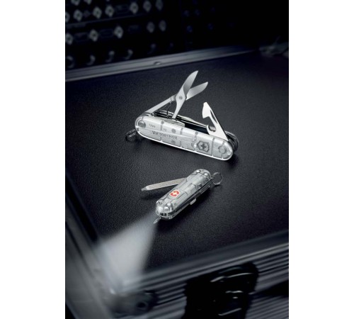 Нож перочинный VICTORINOX Huntsman, 91 мм, 15 функций, полупрозрачный серебристый
