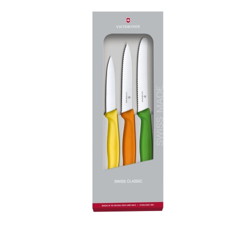 Набор из 3 ножей VICTORINOX Swiss Classic: 2 ножа для овощей 8 и 10 см, столовый нож 11 см