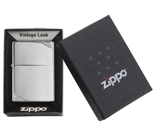 Зажигалка ZIPPO Vintage™с покрытием High Polish Chrome, латунь/сталь, серебристая, 38x13x57 мм