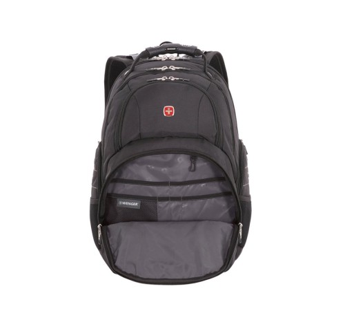 Рюкзак WENGER, 15”, чёрный/серебристый, полиэстер 900D/600D/искуственная кожа, 34x18x47 см, 29 л