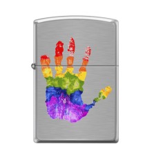 Зажигалка ZIPPO Ладонь с покрытием Brushed Chrome, латунь/сталь, серебристая, матовая, 38x13x57 мм