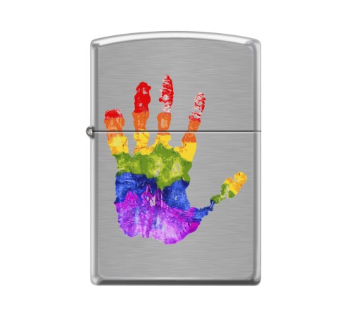 Зажигалка ZIPPO Ладонь с покрытием Brushed Chrome, латунь/сталь, серебристая, матовая, 38x13x57 мм