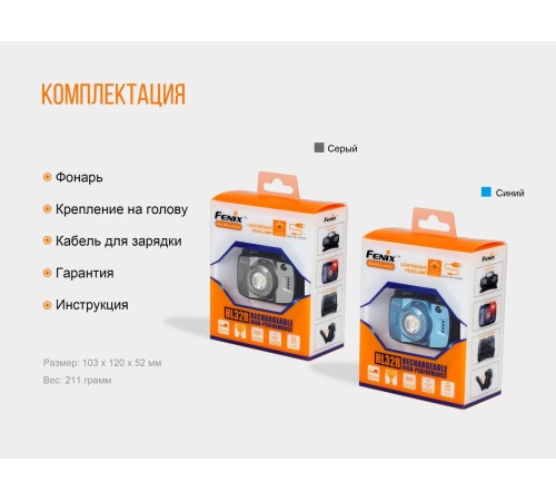 Налобный фонарь Fenix HL32Rb голубой
