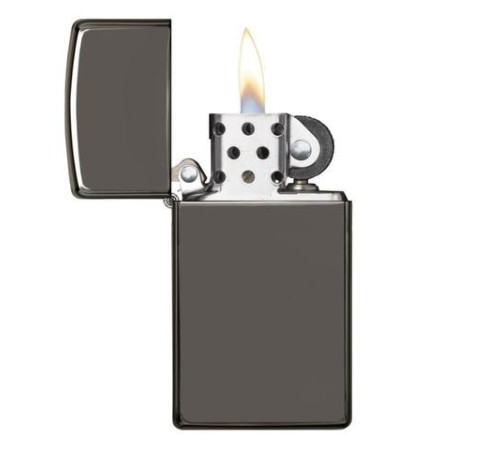 Зажигалка ZIPPO Slim® с покрытием Black Ice ®, латунь/сталь, чёрная, матовая, 29x10x60 мм