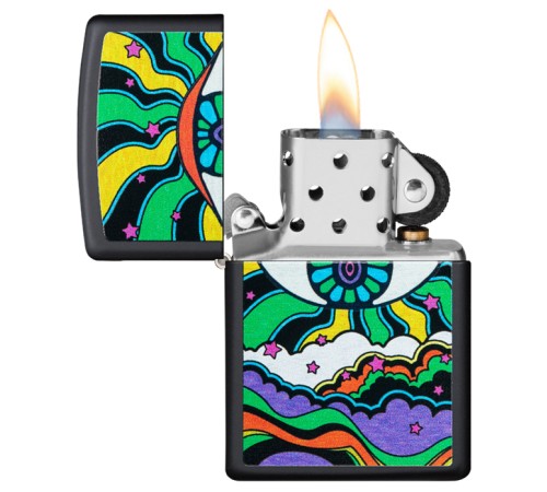 Зажигалка ZIPPO Black Light Eye с покрытием Black Matte, латунь/сталь, чёрная, матовая, 38x13x57 мм