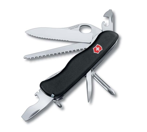 Нож перочинный VICTORINOX Trailmaster One Hand, 111 мм, 12 функций, с фиксатором лезвия, чёрный