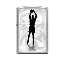 Зажигалка ZIPPO Баскетболист с покрытием Street Chrome™, латунь/сталь, серебристая, 38x13x57 мм