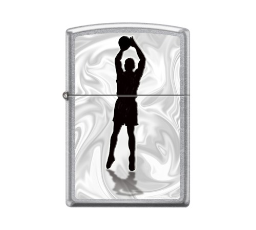 Зажигалка ZIPPO Баскетболист с покрытием Street Chrome™, латунь/сталь, серебристая, 38x13x57 мм