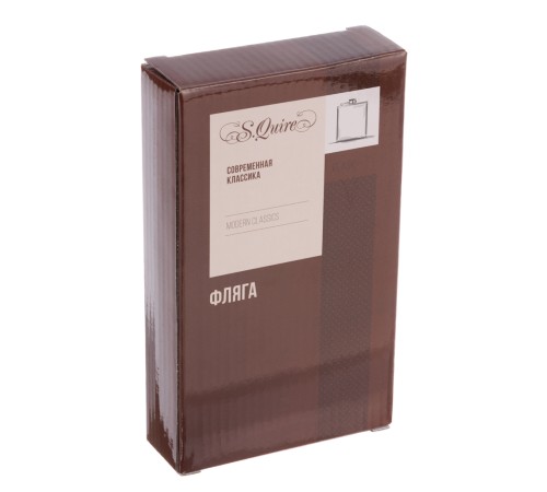 Фляга S.Quire 0,27 л, сталь+искусственная кожа, бело-сине-красная