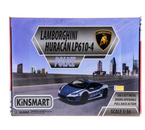 Машина Kinsmart Lamborghini Huracan (Police) инерция (1/12шт.) 1:36 б/к