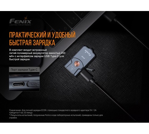Фонарь Fenix E03R, серый