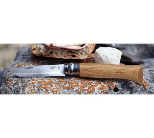 Нож Opinel №8, нержавеющая сталь, дубовая рукоять в картонной коробке, 002021