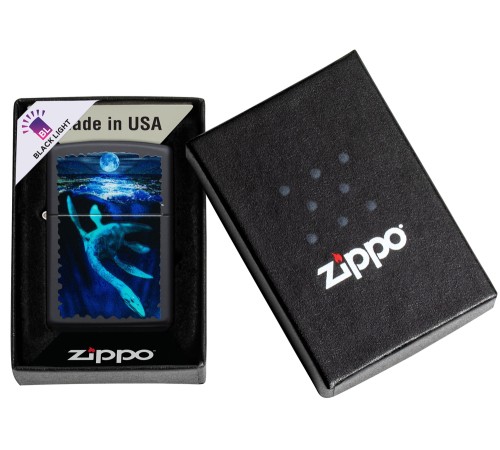 Зажигалка ZIPPO Lock Ness с покрытием Black Light, латунь/сталь, черная, матовая 38x13x57 мм