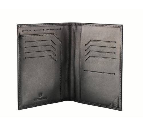 Обложка для паспорта VICTORINOX Altius Edge Leibnitz с защитой RFID, чёрная, кожа наппа, 11x2x15 см