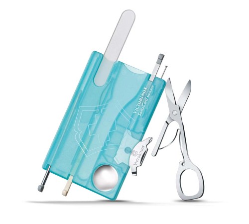 Швейцарская карточка VICTORINOX SwissCard Nailcare, 13 функций, полупрозрачная бирюзовая