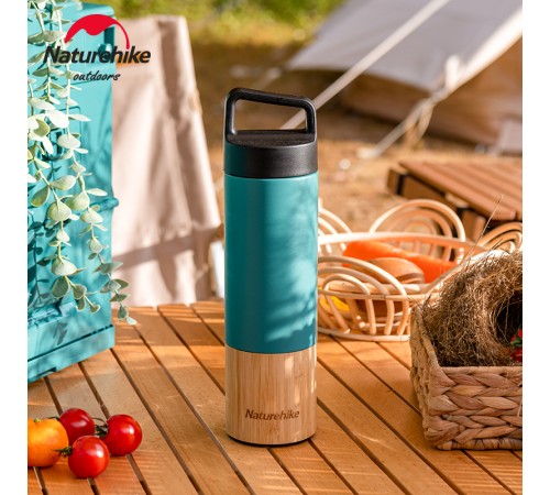 Термос Naturehike NH20SJ035 530мл, голубой, бамбуковый, 6927595763391
