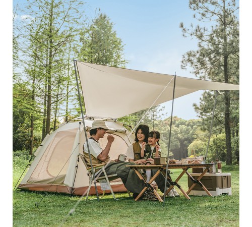 Палатка Naturehike Ango Picnic CNK2450WS021  трёхместная c навесом бежевая c черным