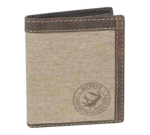 Портмоне WENGER Canvas Hunter, коричневый, воловья кожа/ткань, 10,5×3×12,5 см