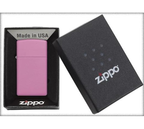 Зажигалка ZIPPO Slim® с покрытием Pink Matte, латунь/сталь, розовая, матовая, 29x10x60 мм
