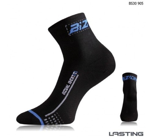 Носки Lasting BS30 905, microfiber+nylon, черный с синий полоской, размер L , BS30905L