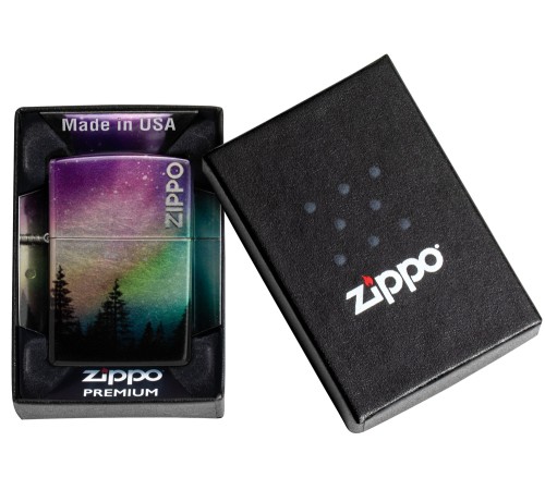 Зажигалка ZIPPO Colorful Sky с покрытием 540 Tumbled Chrome, латунь/сталь, разноцветная, 38x13x57 мм
