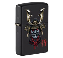 Зажигалка ZIPPO Samurai Helmet Design с покрытием Black Matte, латунь/сталь, чёрная, 38x13x57 мм