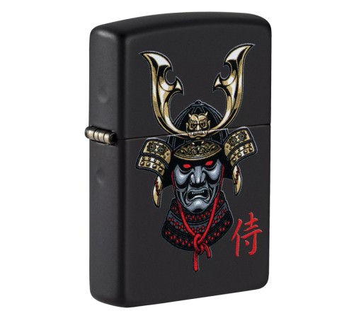 Зажигалка ZIPPO Samurai Helmet Design с покрытием Black Matte, латунь/сталь, чёрная, 38x13x57 мм