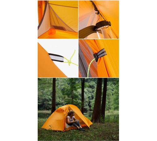 Палатка 1-местная Naturehike сверхлегкая + коврик NH18A095-D, 20D, оранжевый, 6975641886495