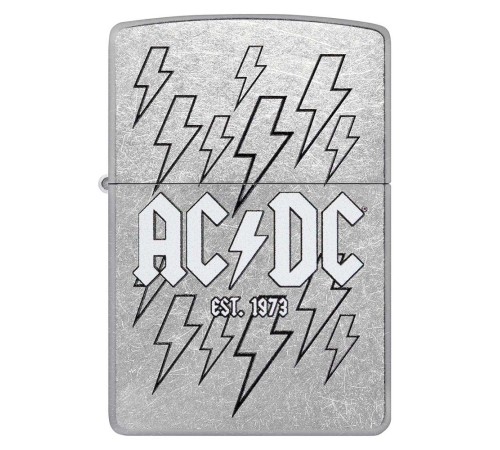 Зажигалка ZIPPO AC/DC с покрытием Street Chrome, латунь/сталь, серебристая, 38x13x57 мм
