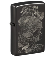 Зажигалка ZIPPO Skull с покрытием High Polish Black, латунь/сталь, черная, глянцевая, 38x13x57 мм