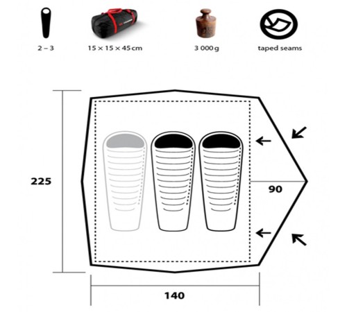 Палатка Trimm COMPACT, песочный 2+1, 48389