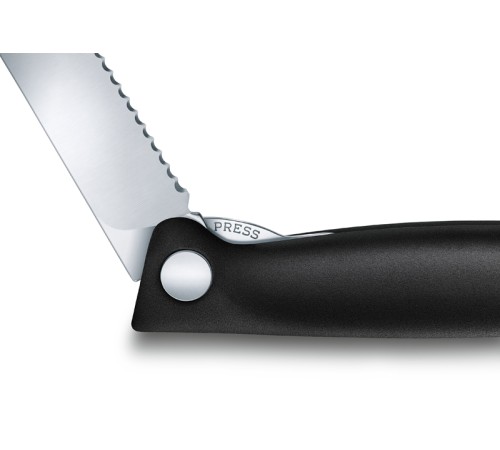 Нож для овощей VICTORINOX SwissClassic, складной, лезвие 11 см с волнистой заточкой, чёрный