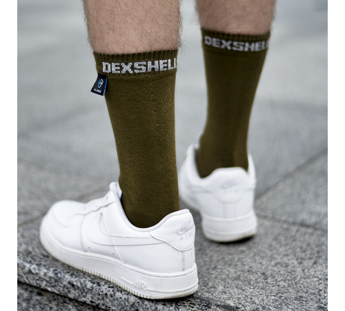 Водонепроницаемые носки DexShell Ultra Thin Crew M (39-42), оливковый зеленый, DS683OGM