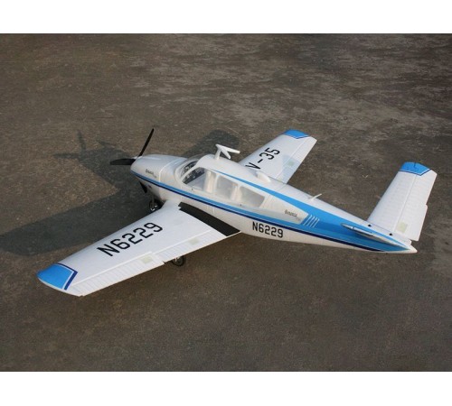 Радиоуправляемый самолет Top RC ST Beechcraft Bonanza V35 голубой 1280мм (шасси) PNP