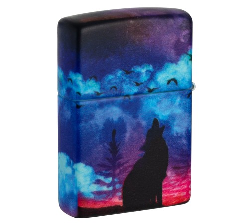Зажигалка ZIPPO Wolf Design с покрытием 540 Matte, латунь/сталь, разноцветная, матовая, 38x13x57 мм