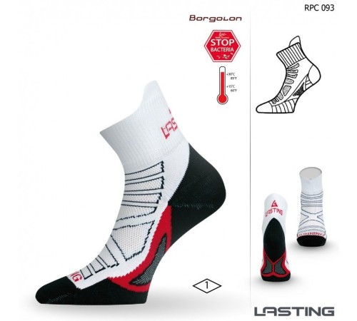 Носки Lasting RPC 093, microfiber+polypropylene, белый с черной подошвой и красной полоской, размер XL, RPC093-XL