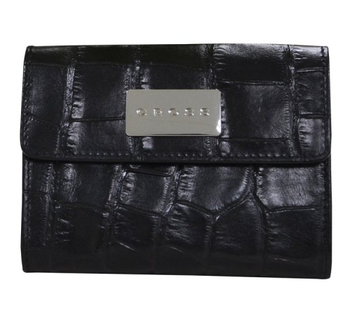 Кошелёк Cross Coco Nicole. Кожа наппа, тиснёная, черный, 12,5 х 10 х 2,4 см