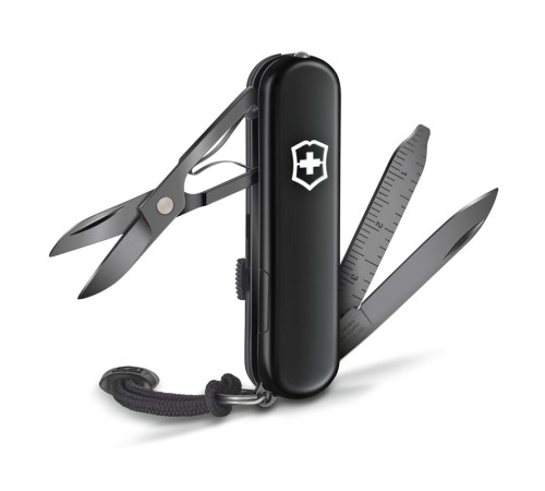 Нож-брелок VICTORINOX Signature Lite Onyx Black, 58 мм, 8 функций, чёрный