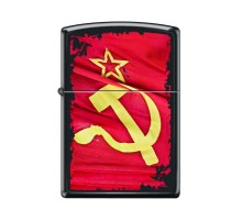 Зажигалка ZIPPO Серп и Молот, с покрытием Black Matte, латунь/сталь, чёрная, матовая, 38x13x57 мм