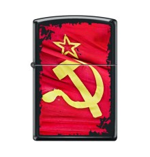 Зажигалка ZIPPO Серп и Молот, с покрытием Black Matte, латунь/сталь, чёрная, матовая, 38x13x57 мм