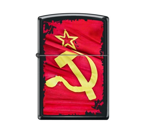 Зажигалка ZIPPO Серп и Молот, с покрытием Black Matte, латунь/сталь, чёрная, матовая, 38x13x57 мм